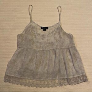 Timing Women's cream Lace Camisole Top with gray floral pattern